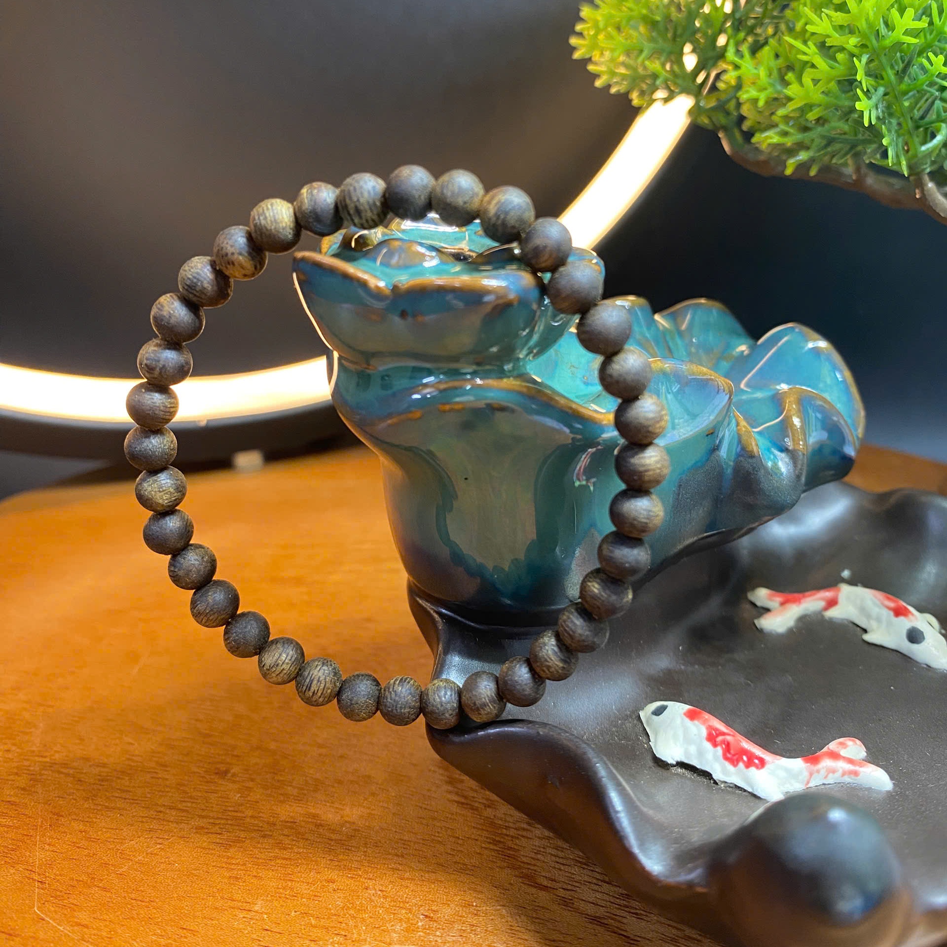 Vòng tay trầm hương Kì Hải Nam chìm nước hạt tròn 5li tay nữ 045