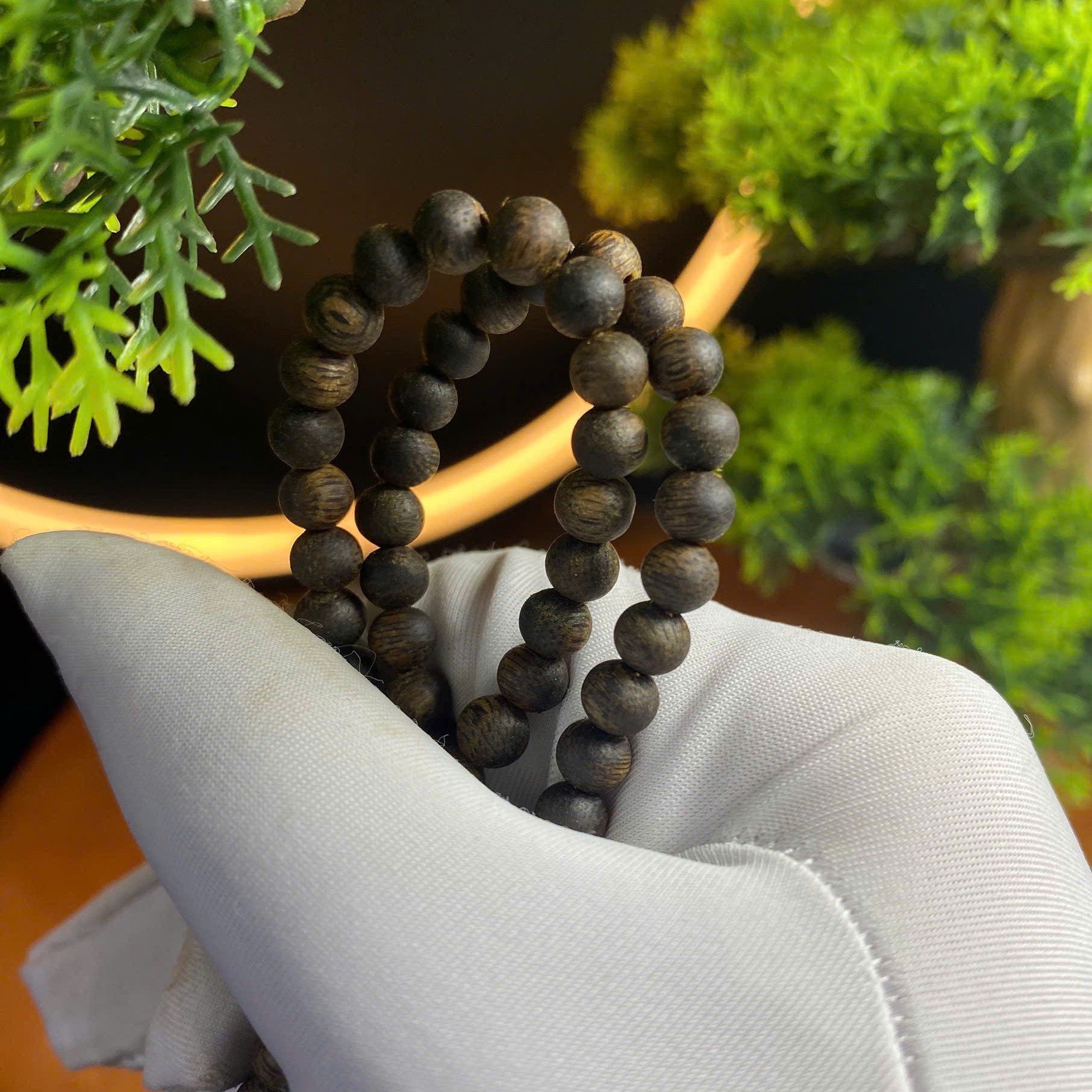 Vòng tay trầm hương Kì Hải Nam chìm nước hạt tròn 5li tay nữ 045