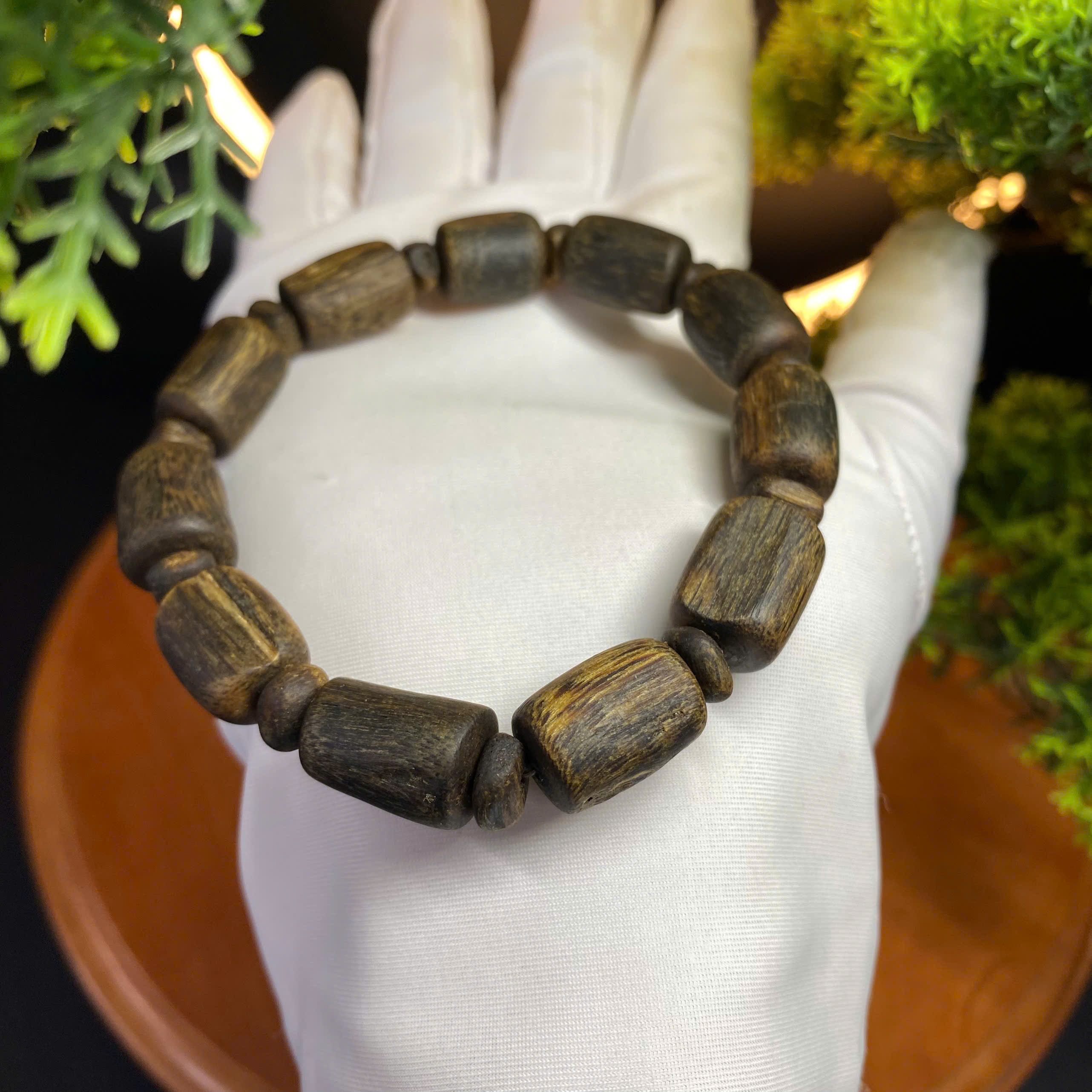 [LIVE] Vòng tay trầm hương Kì Hải Nam chìm nước Tâm Kì dầu đốt trúc 10-12li dầu đen 046