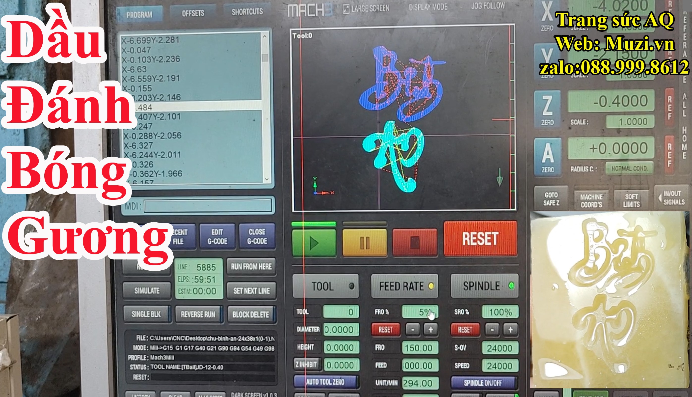 Ứng Dụng Máy CNC Chạm Khắc Đá - Chạm Khắc Mặt Dây Chuyền Chữ Thư Pháp