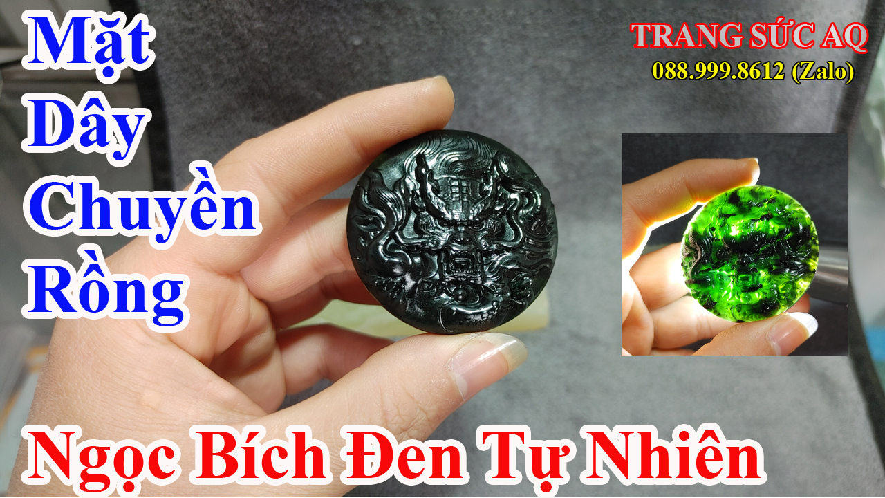 Mặt dây chuyền hình rông - Chạm khắc chất liệu ngọc bích đen phong thủy