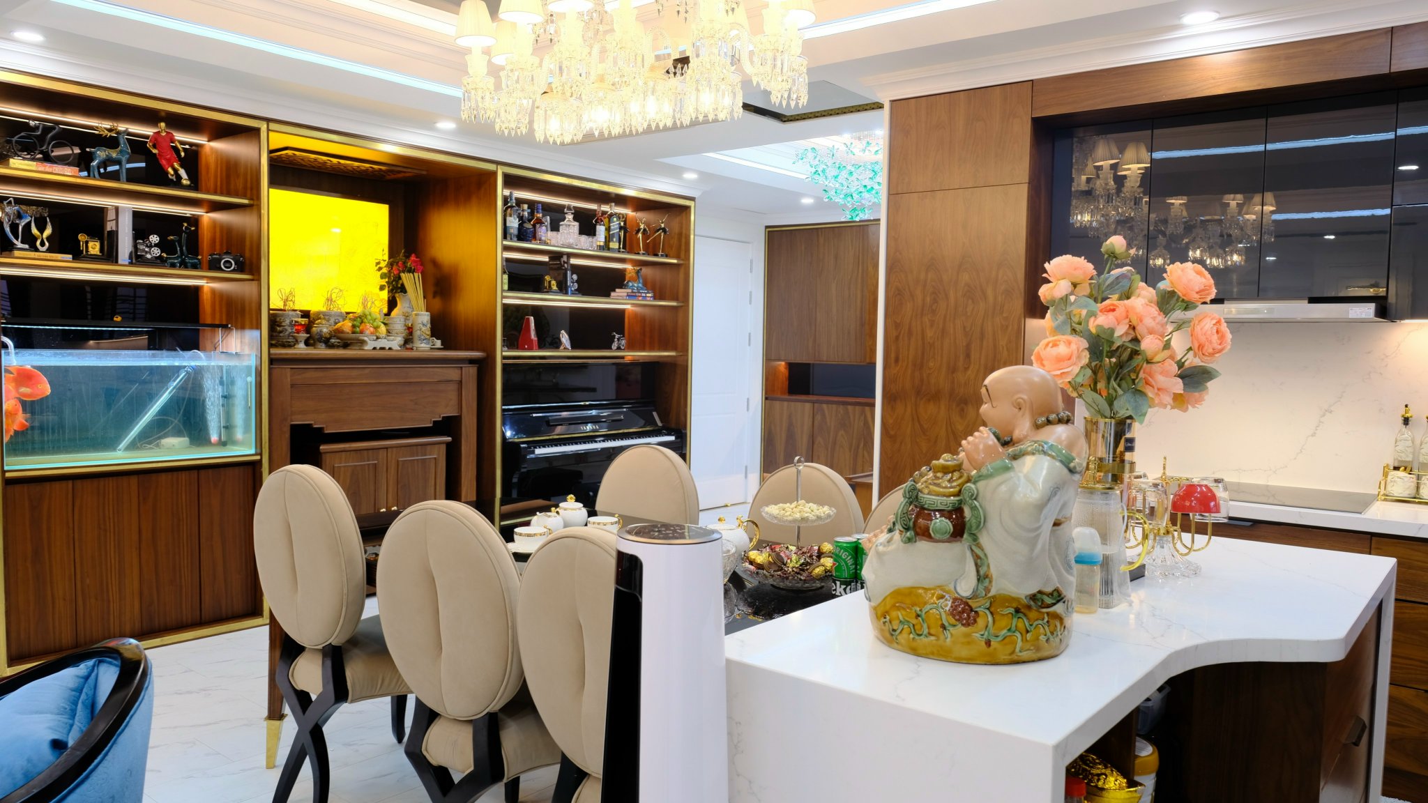 Nội thất chung cư gỗ óc chó Gia Lâm, Hà Nội