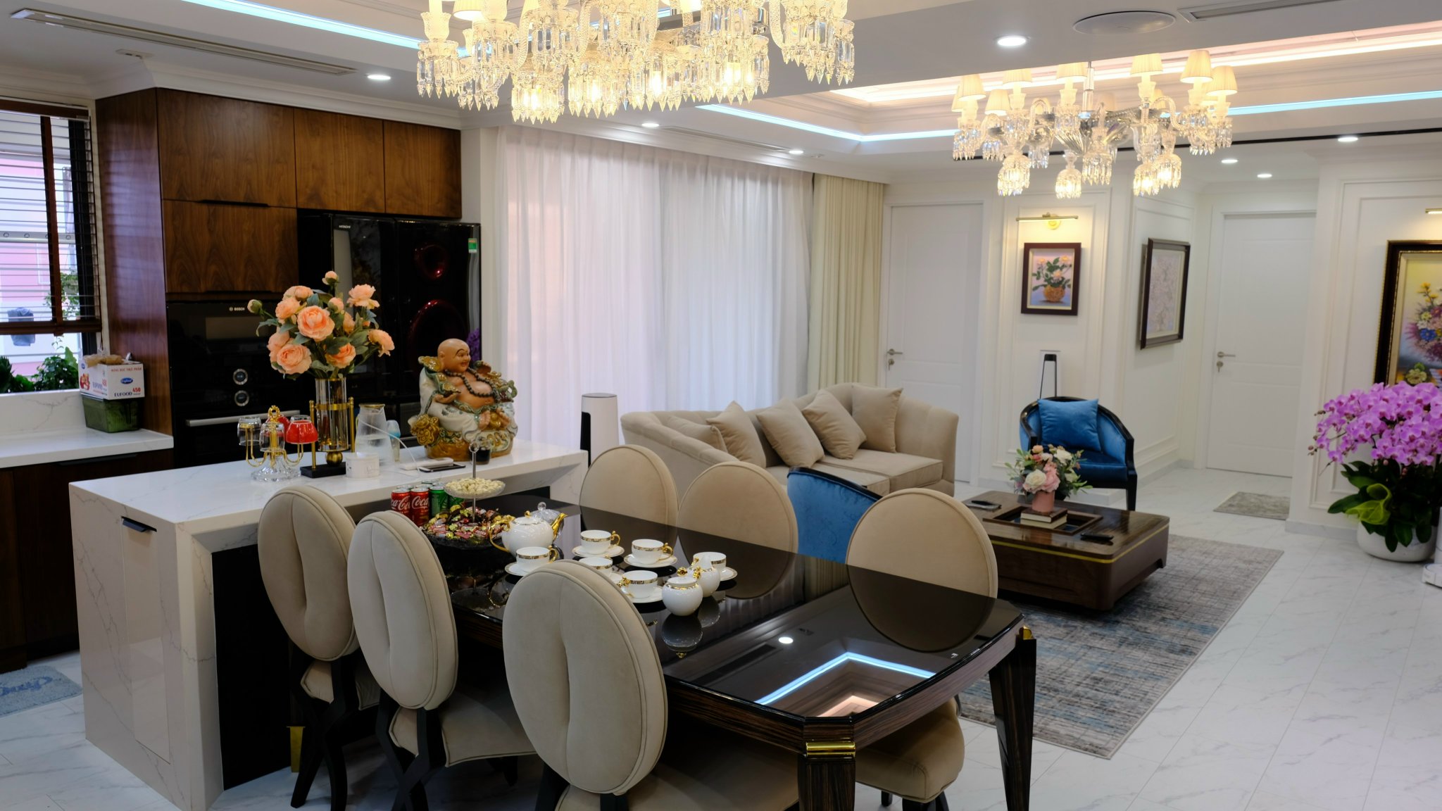 Nội thất chung cư gỗ óc chó Gia Lâm, Hà Nội