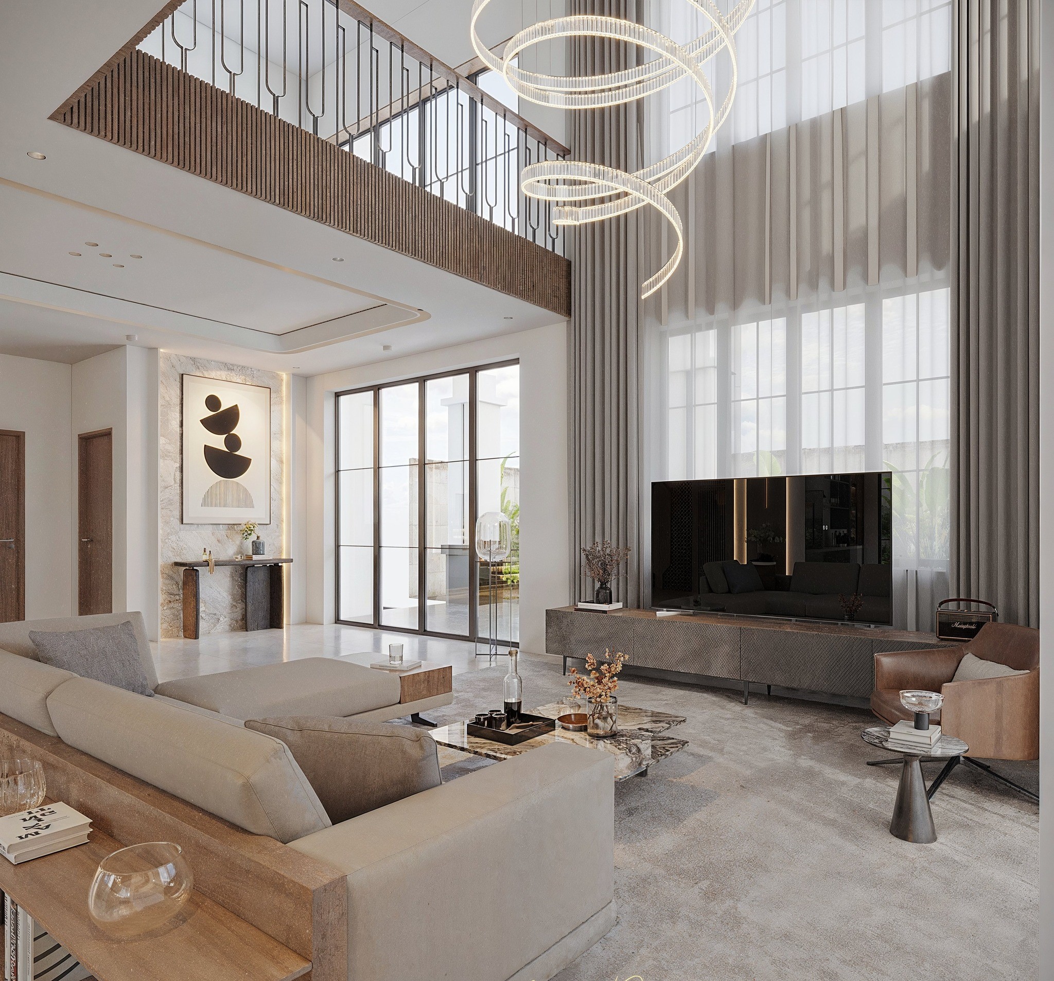 Thiết kế nội thất biệt thự thông tầng Ba Vì