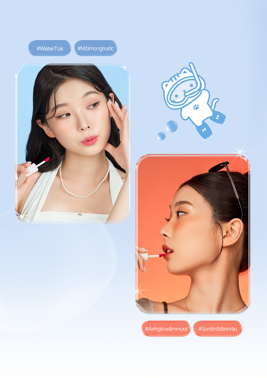 Son tint Cat's Lab Water Tok Tint căng bóng, mọng môi và lâu trôi 2.5g