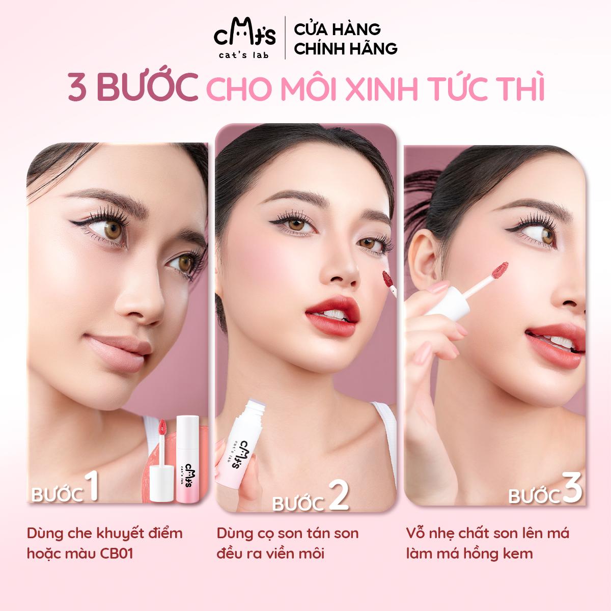 [BESTSELLER] Combo 3 Son Cat's Lab Blur Lip Velvet Son Mây chất mềm mịn dễ tán che viền môi, vân môi 2.5g