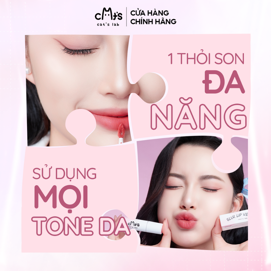 [Combo Best Seller] 2 Son Mây Cat's Lab, Blur Lip Velvet, Son và Má Hồng Mềm Mịn, Dễ Tán Nhẹ Môi 2.5g