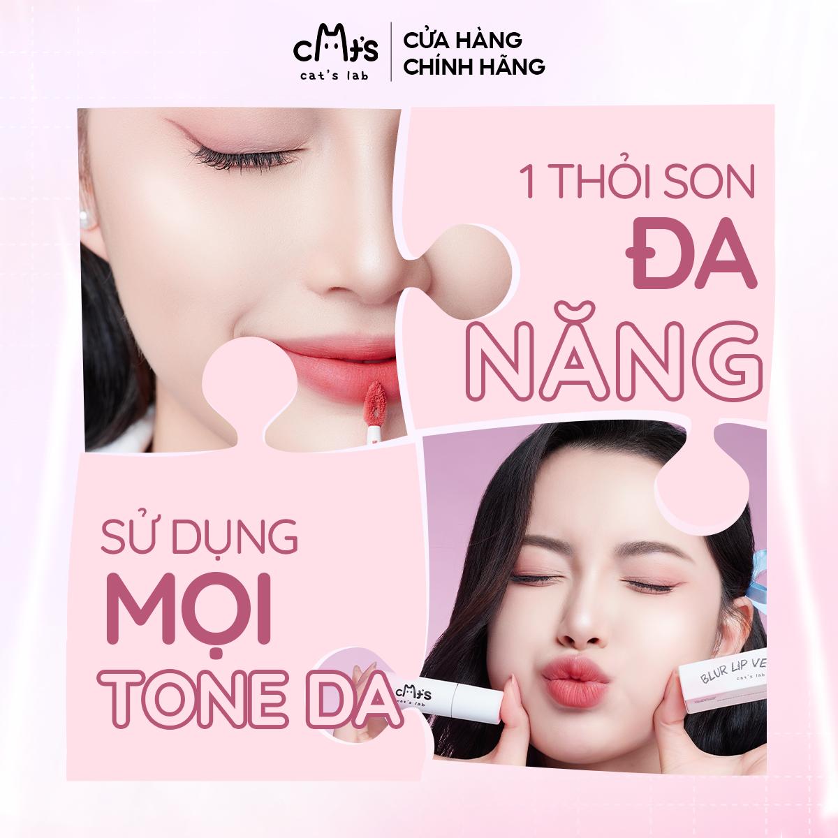[BESTSELLER] Combo 3 Son Cat's Lab Blur Lip Velvet Son Mây chất mềm mịn dễ tán che viền môi, vân môi 2.5g