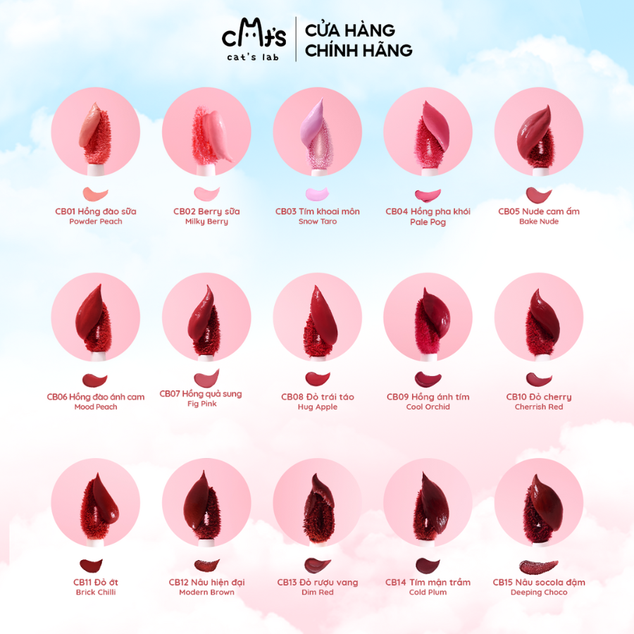 [Combo Best Seller] 2 Son Mây Cat's Lab, Blur Lip Velvet, Son và Má Hồng Mềm Mịn, Dễ Tán Nhẹ Môi 2.5g