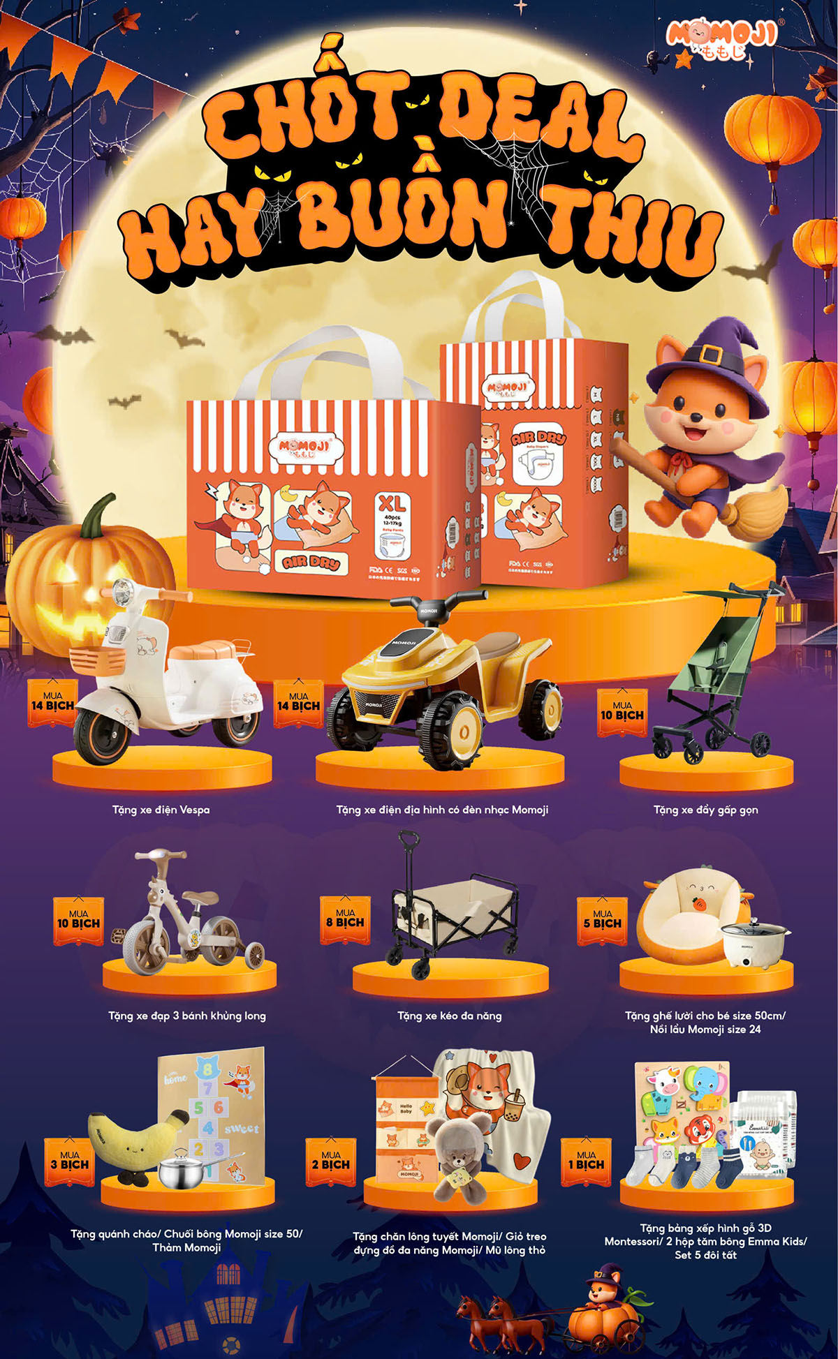 (Có quà) Bỉm quần Momoji