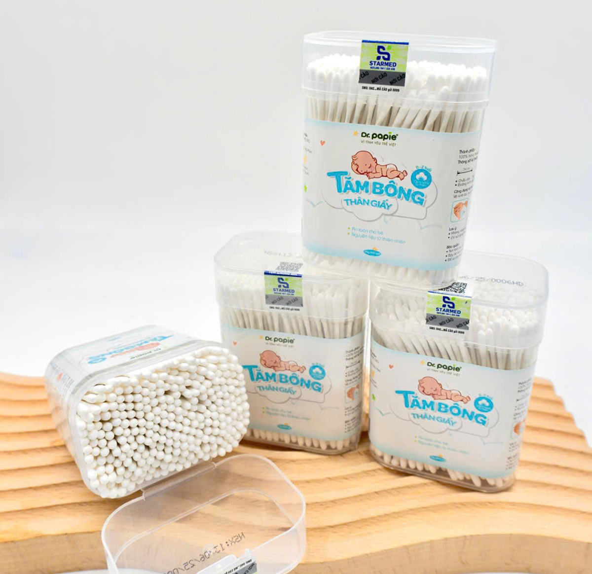 Tăm bông sơ sinh Dr Papie 280pcs