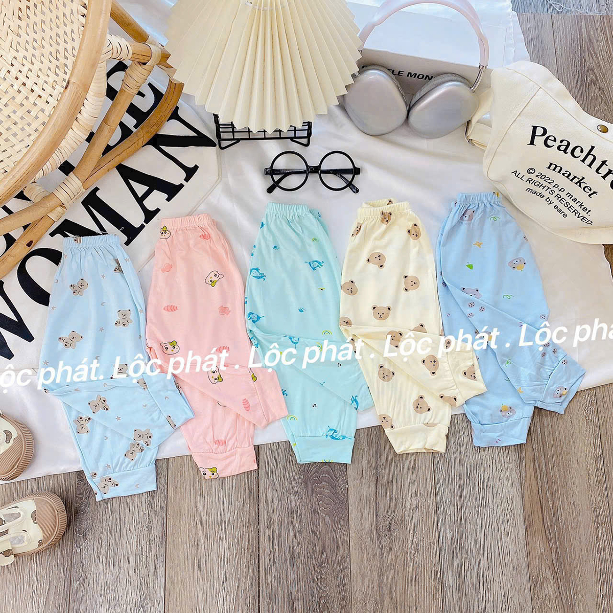 Quần dài sơ sinh họa tiết