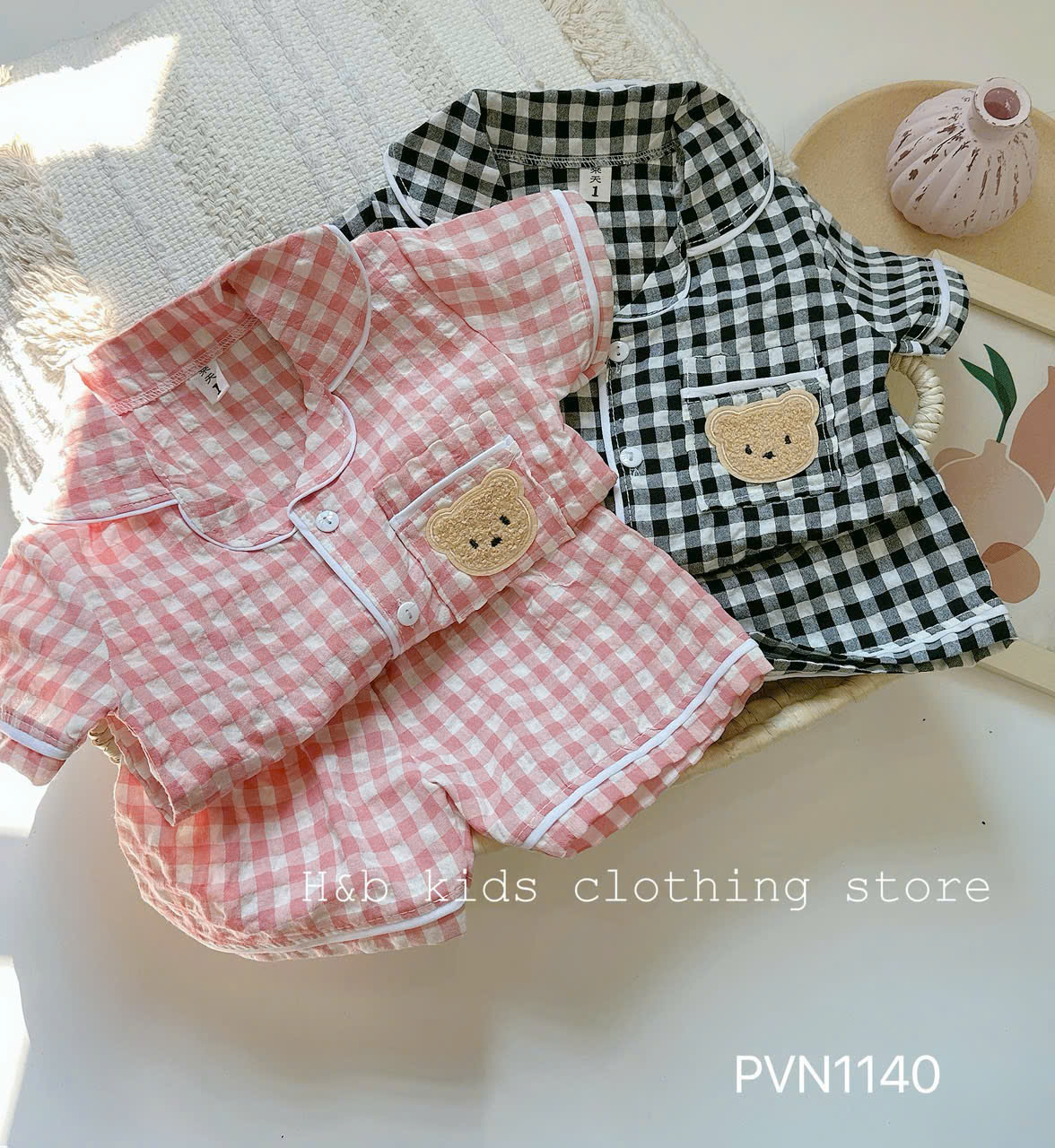 Bộ cộc kẻ Pijama