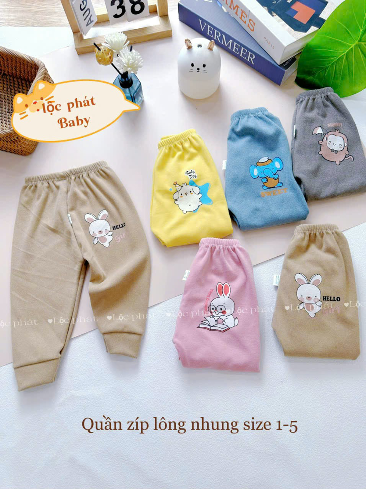Set 5 Quần zip lông in mông 2 (SALE)