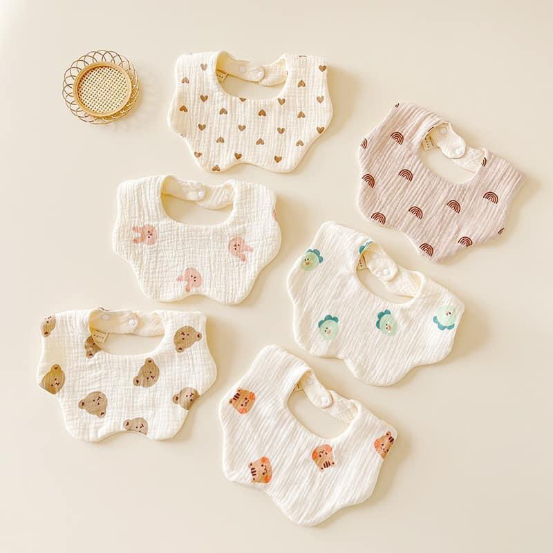 Yếm ăn dặm xô Muslin hoa