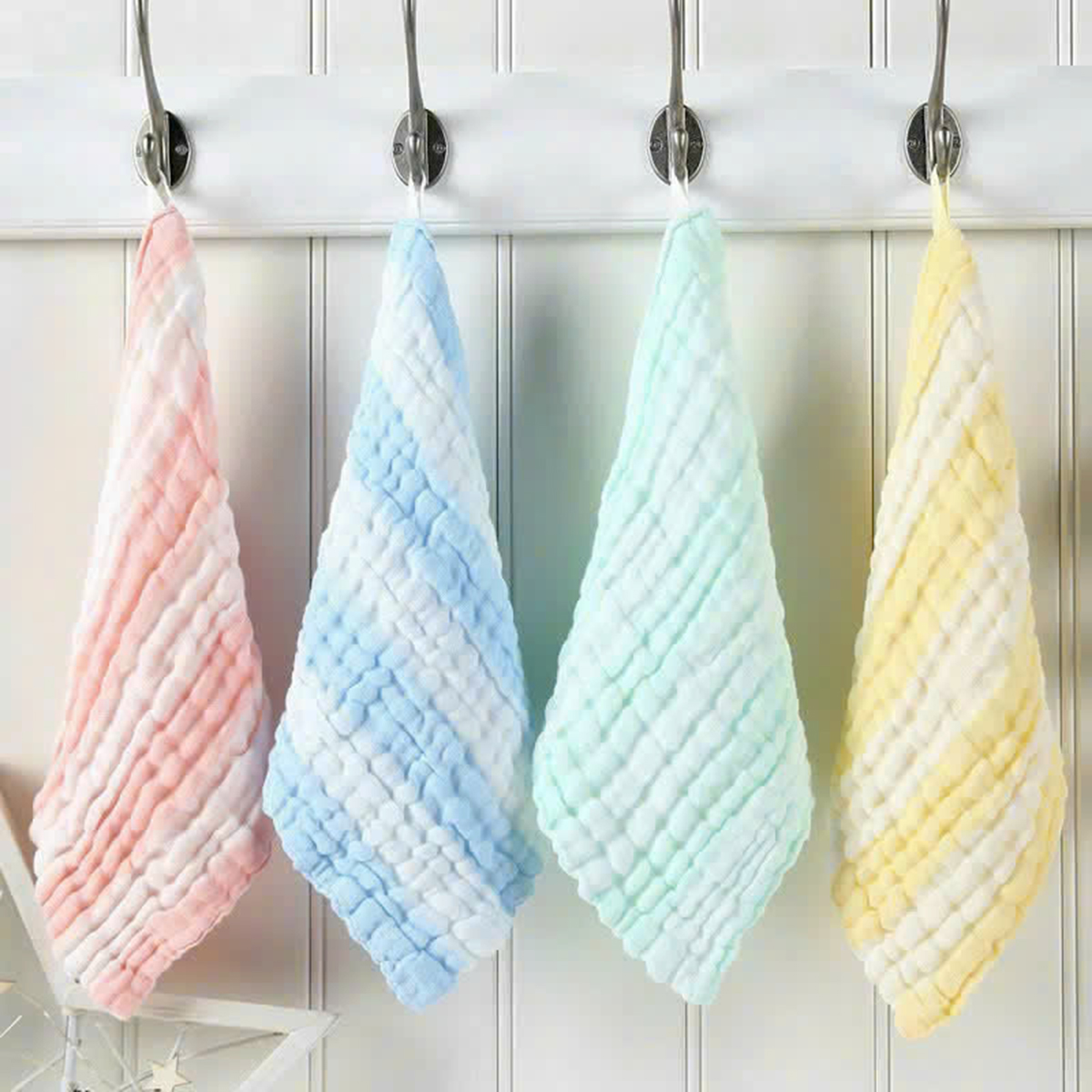 Set 5 Khăn sữa xô nhăn (kẻ màu)