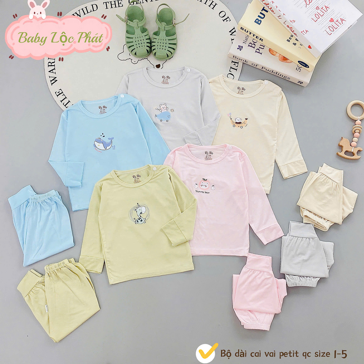 Bộ dài sơ sinh trơn Lộc Phát