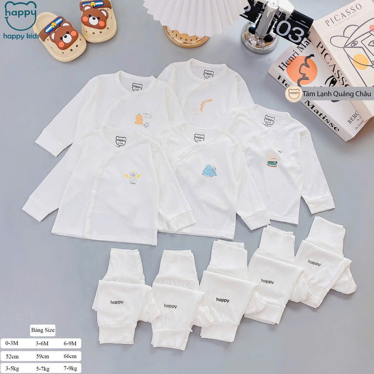 Bộ dài sơ sinh tăm Happy