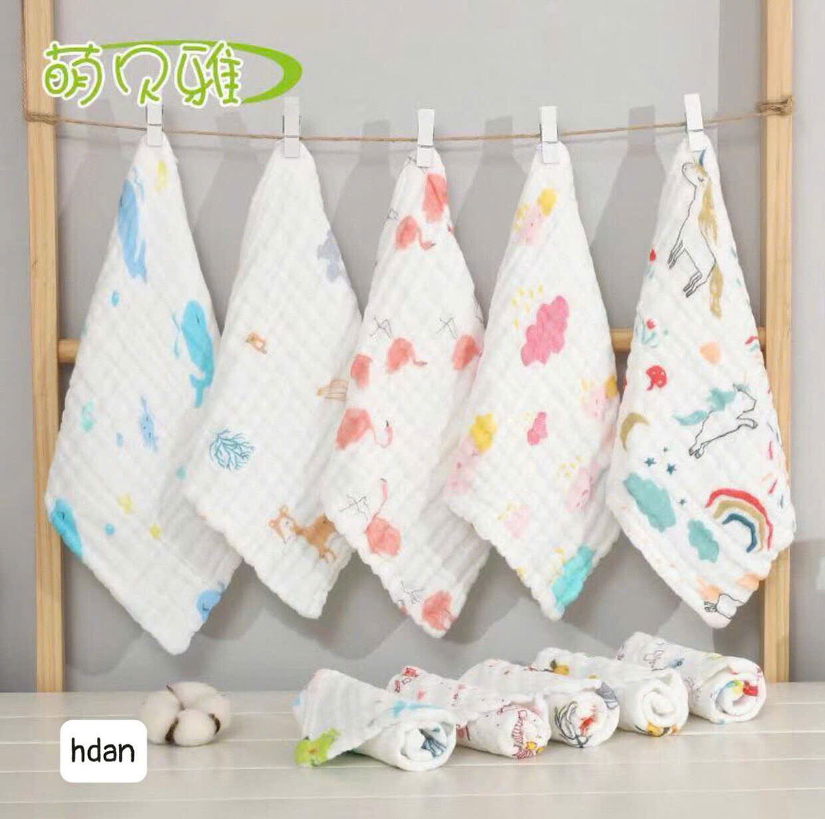 Set 5 Khăn sữa xô nhăn (hoạ tiết)