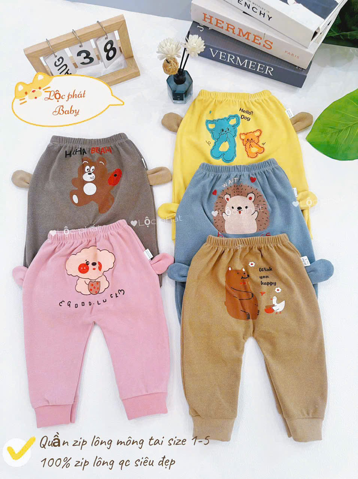 Set 5 Quần zip lông in mông 3 (SALE)