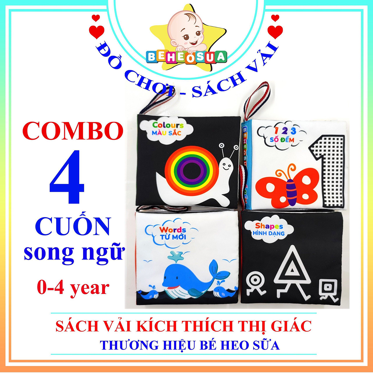 Sách vải kich thích thị giác cho bé
