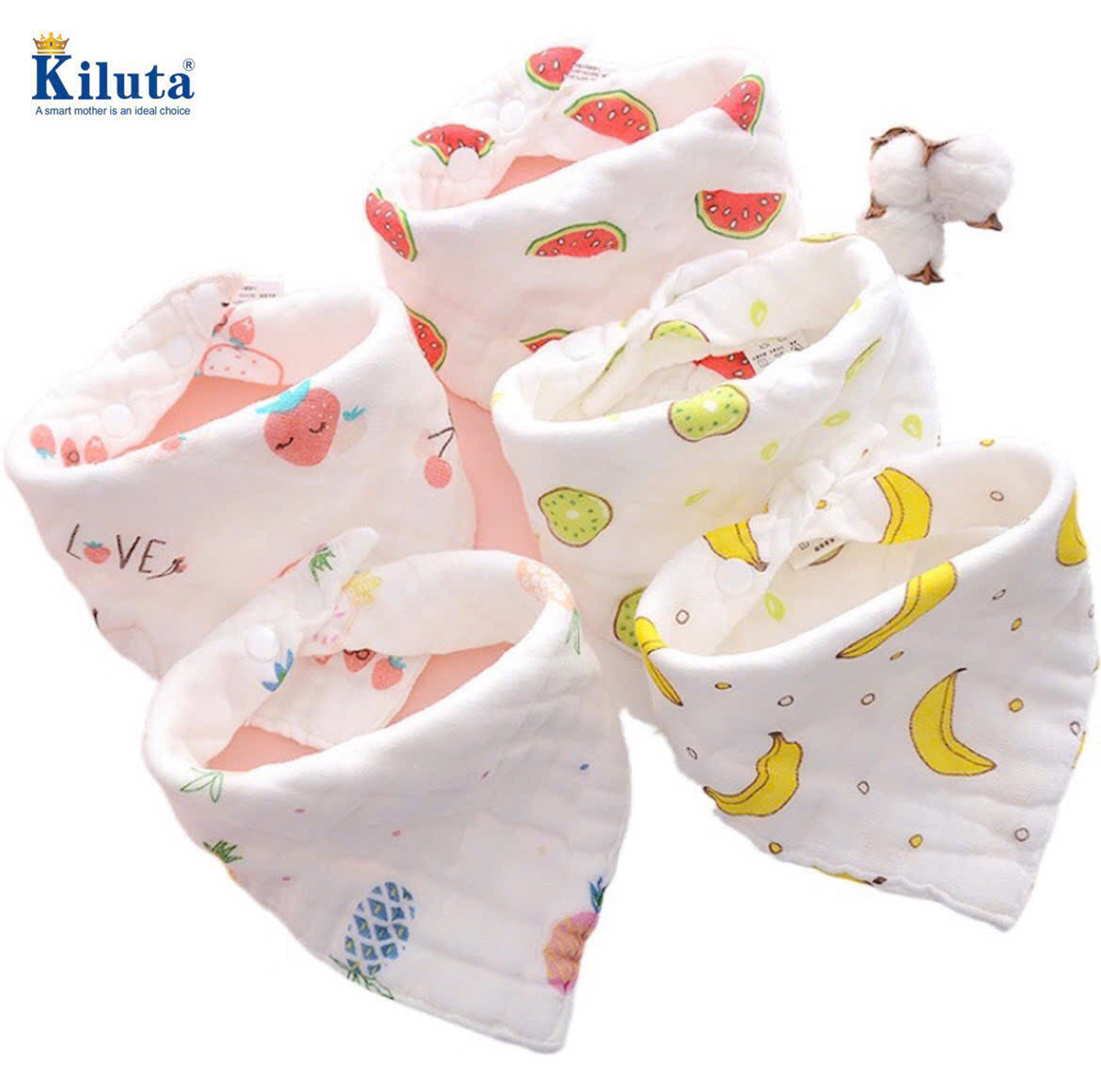 Set 5 khăn yếm tam giác xô nhăn