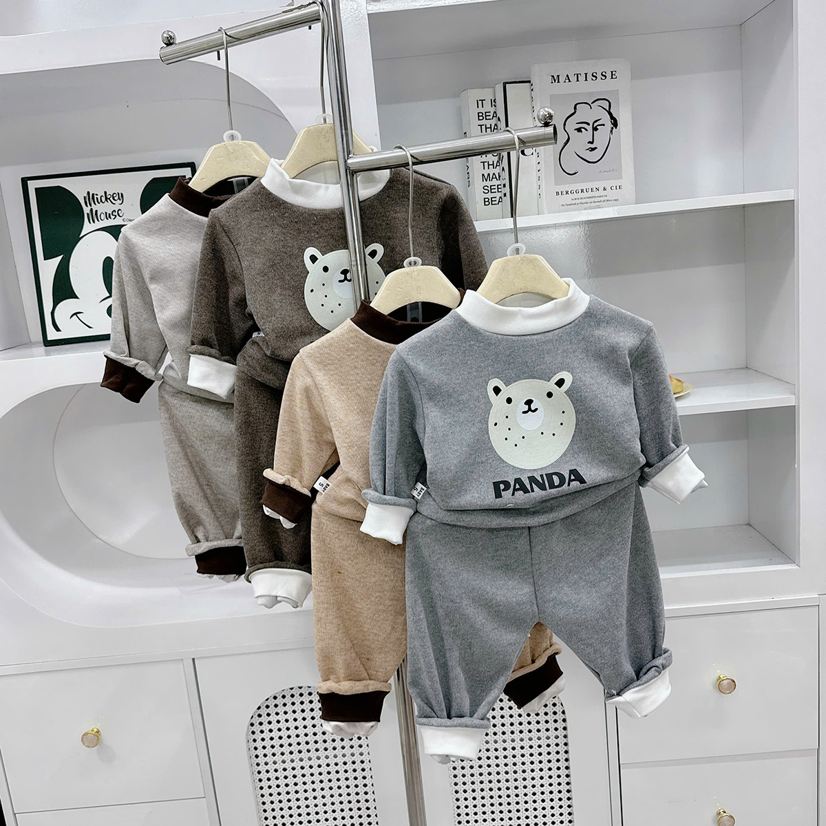 Bộ dài len lông thỏ cổ 3p