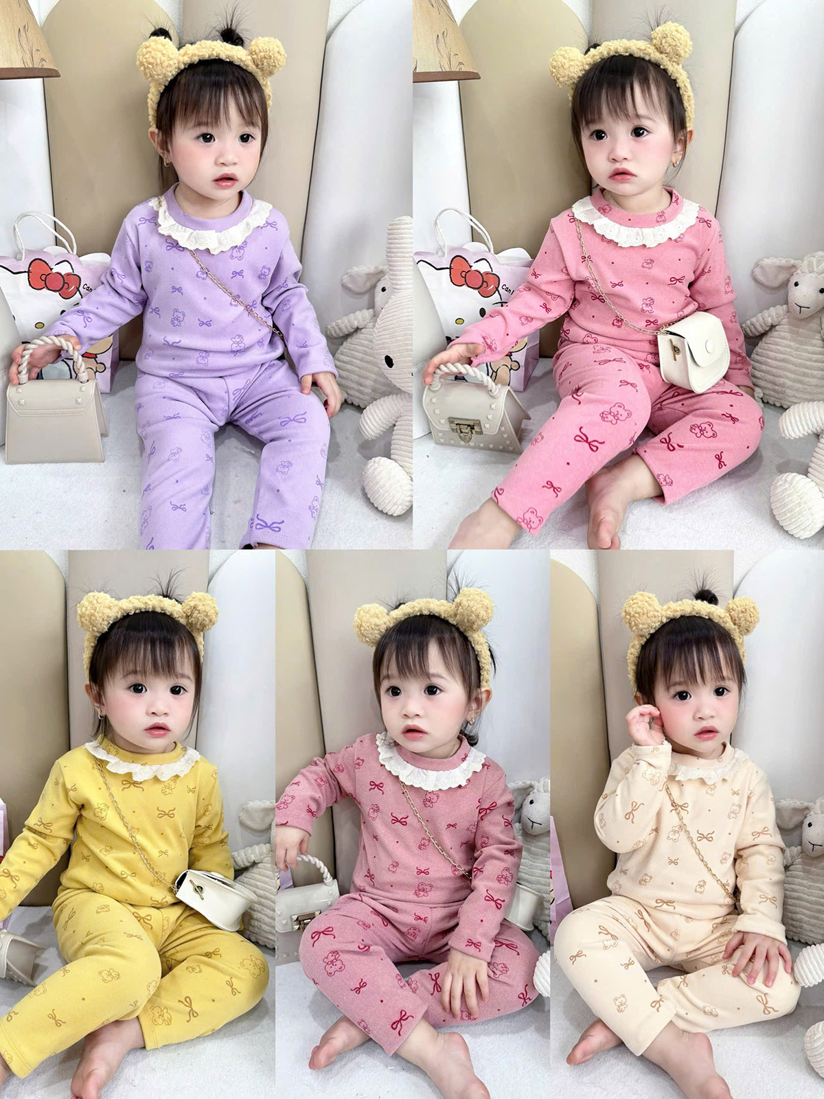 Bộ zip lông cổ ren