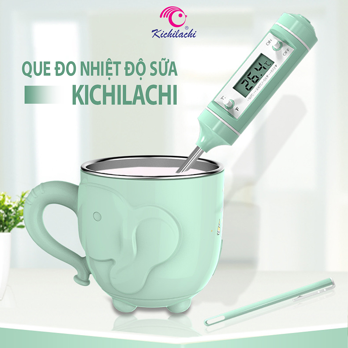 Nhiệt kế đo nhiệt độ sữa/nước tắm Kichi