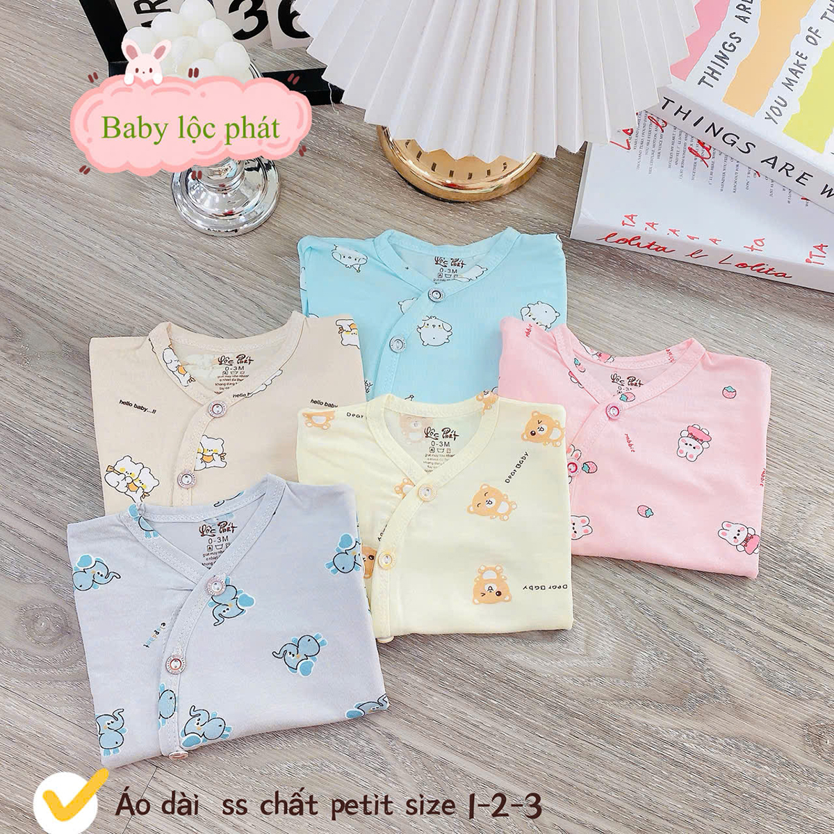 Áo dài sơ sinh Lộc Phát (cúc)