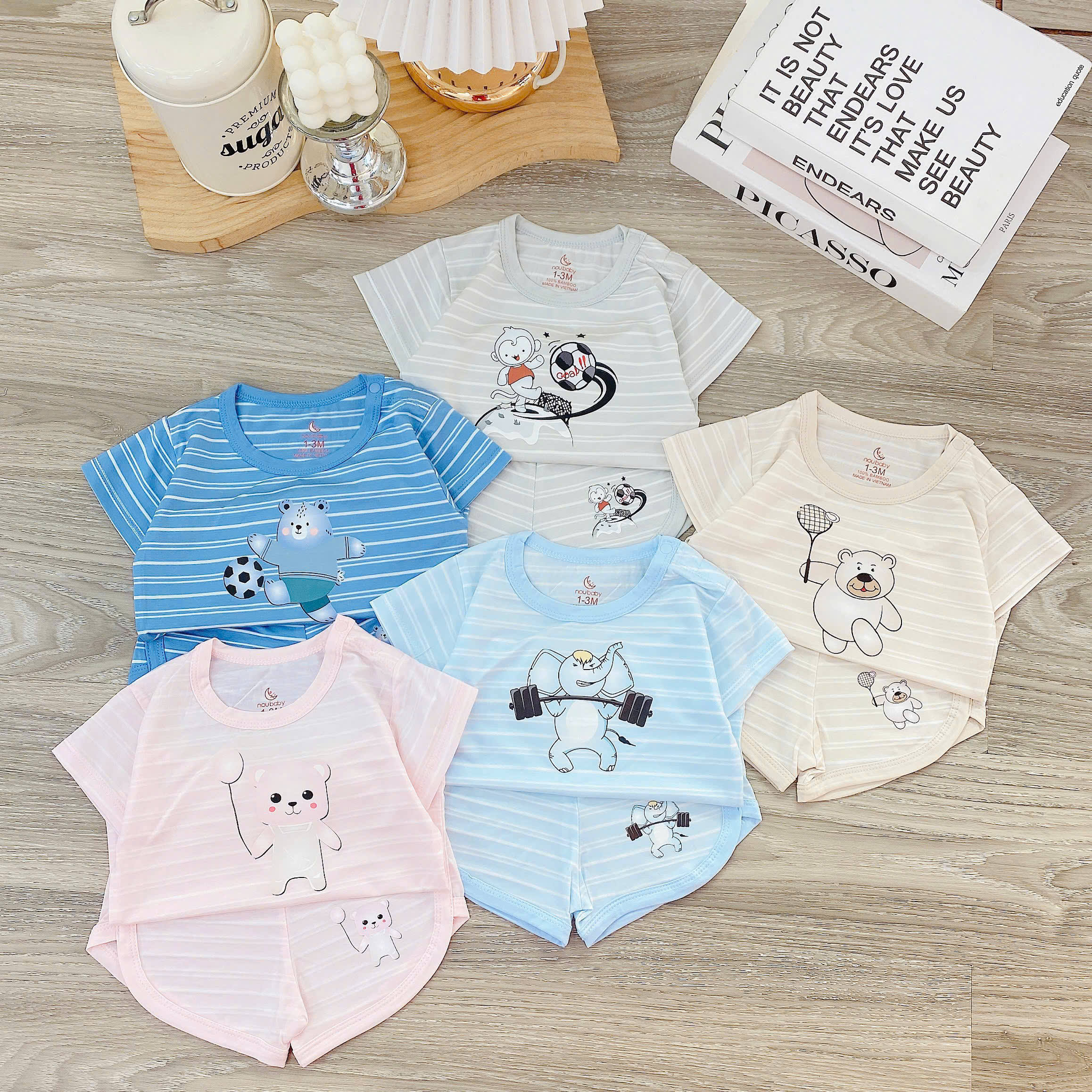 Bộ cộc hãng NouBaby kẻ