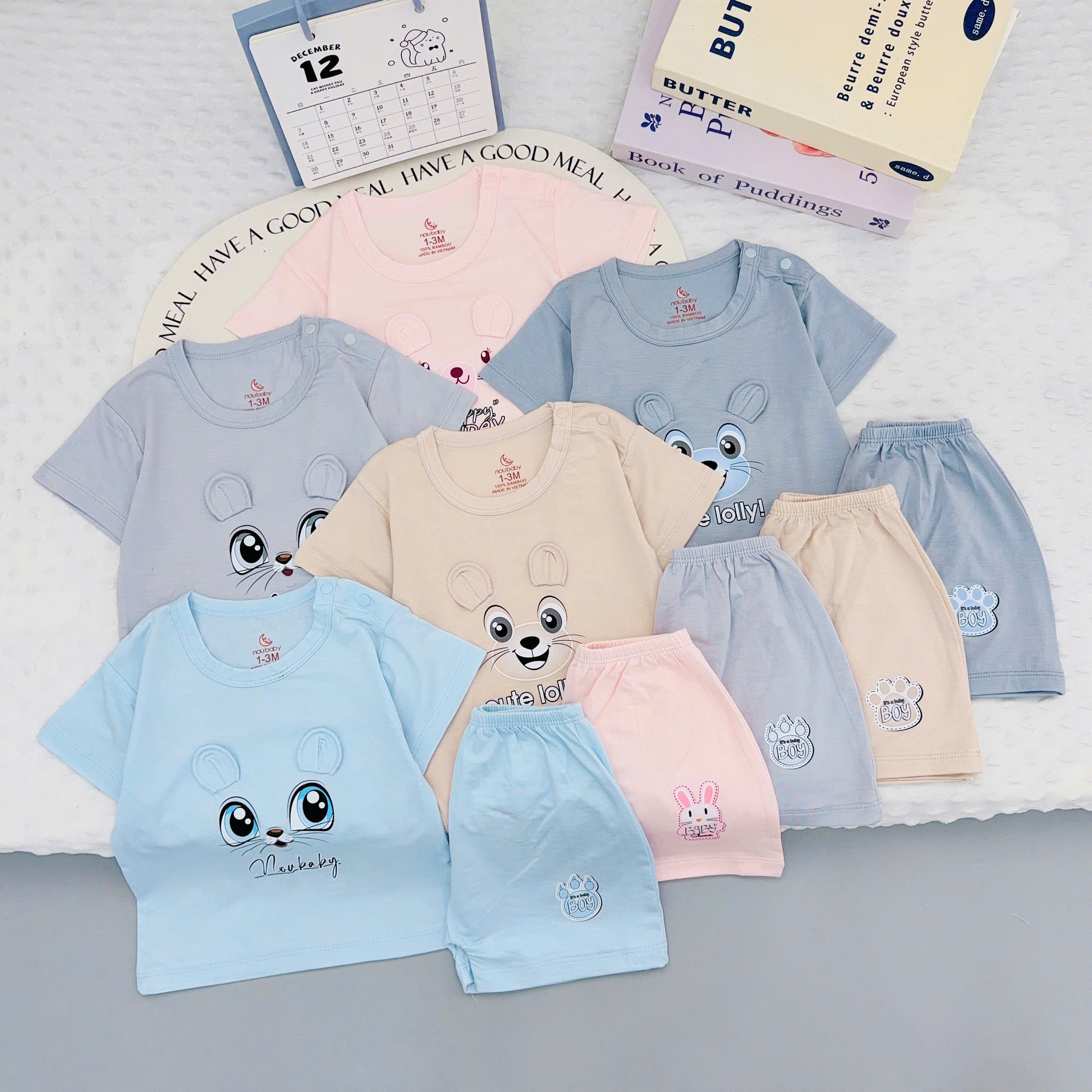 Bộ cộc hãng NouBaby mặt thú