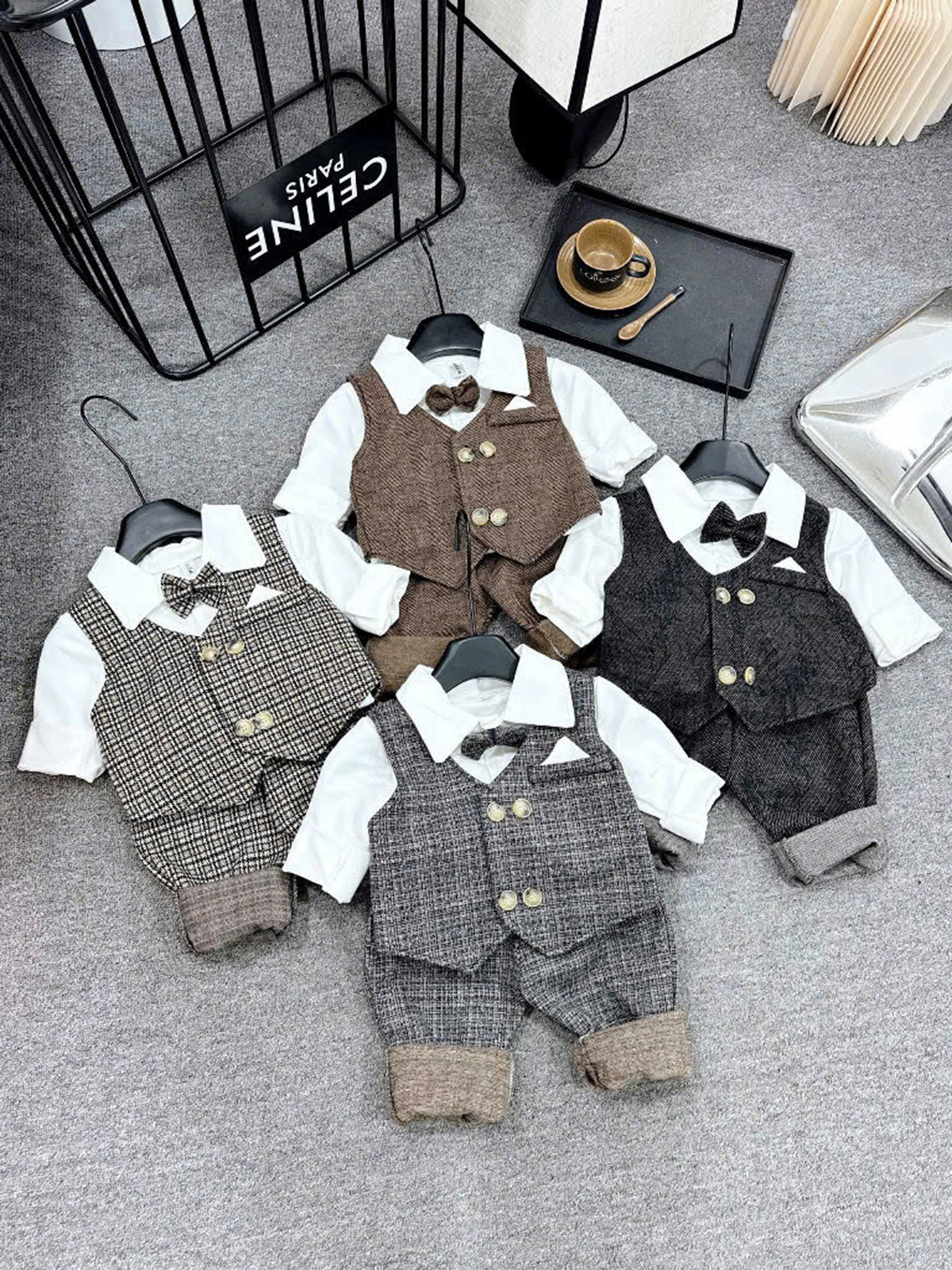 Set công tử bé trai kẻ 2