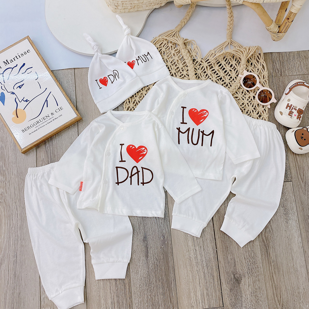 Bộ dài sơ sinh I love Pama