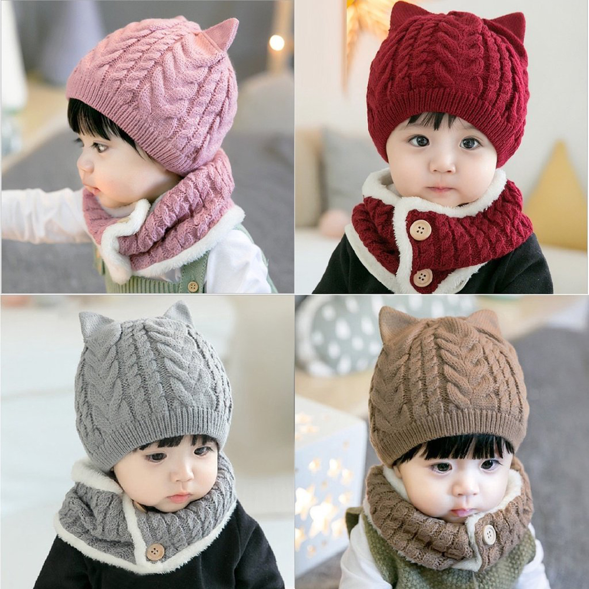 Mũ kèm khăn tai mèo