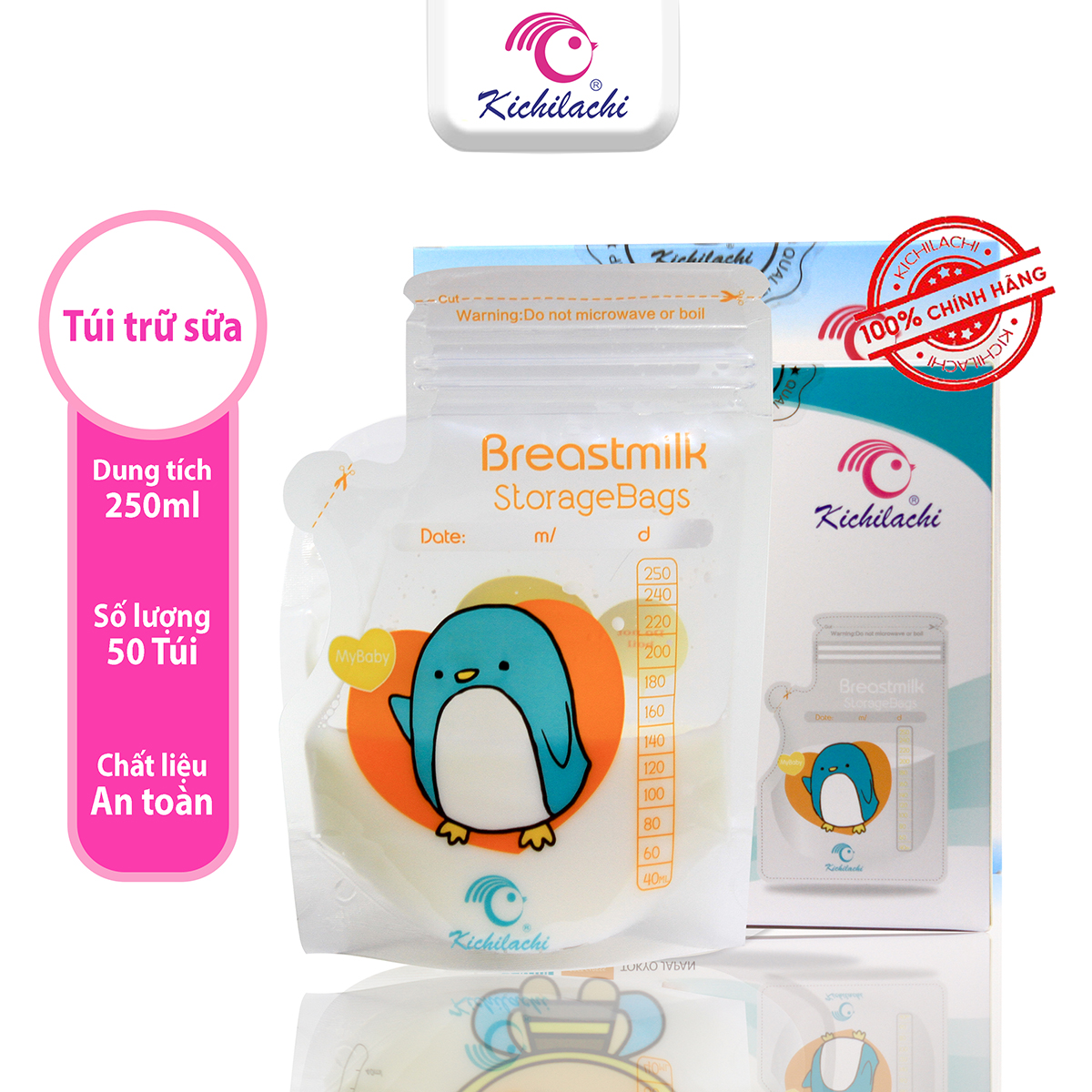 Túi trữ sữa Kichi 250ml (60 gói)