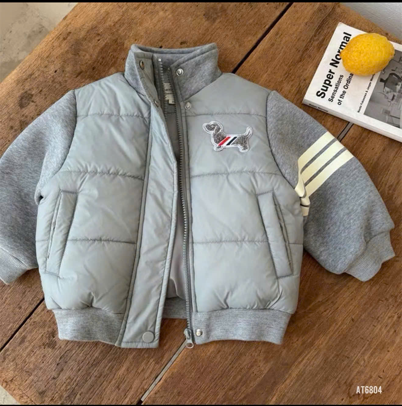 Áo khoác phao phối tay nỉ Hàn