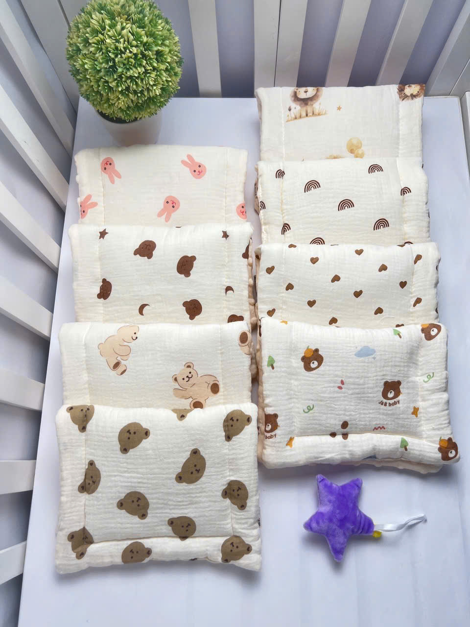 Gối sơ sinh 1cm (xô hạt muslin)