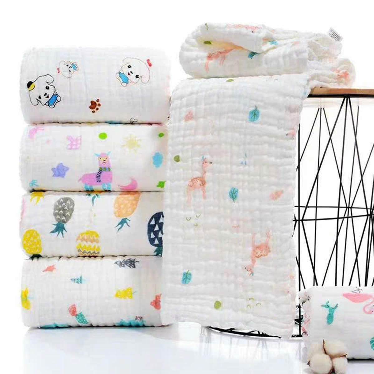 Khăn tắm xô nhăn 6 lớp (hoạ tiết)