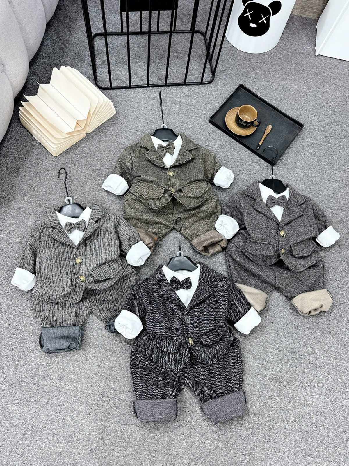 Set vest công tử bé trai kẻ