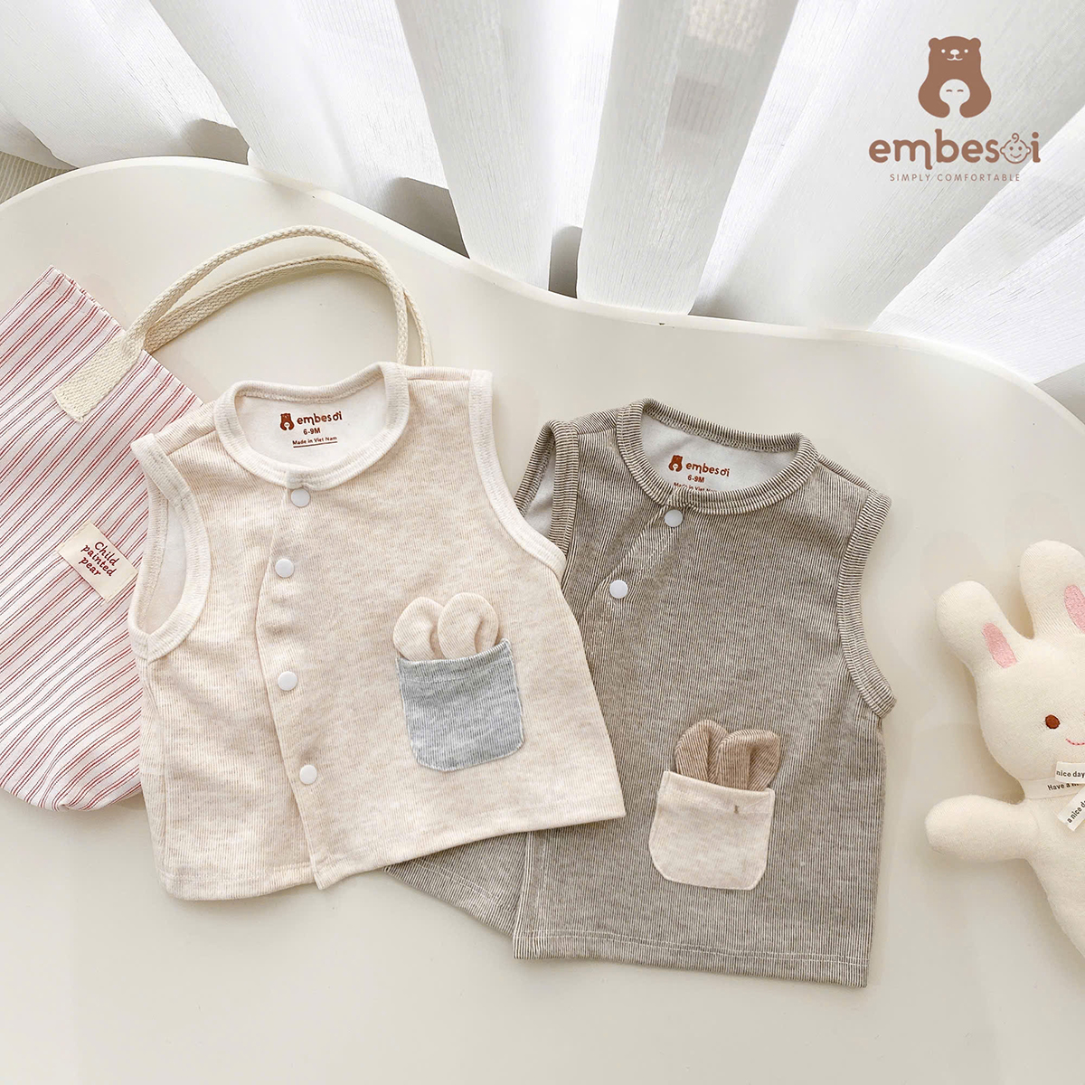 Áo ghi lê len lông thỏ sơ sinh