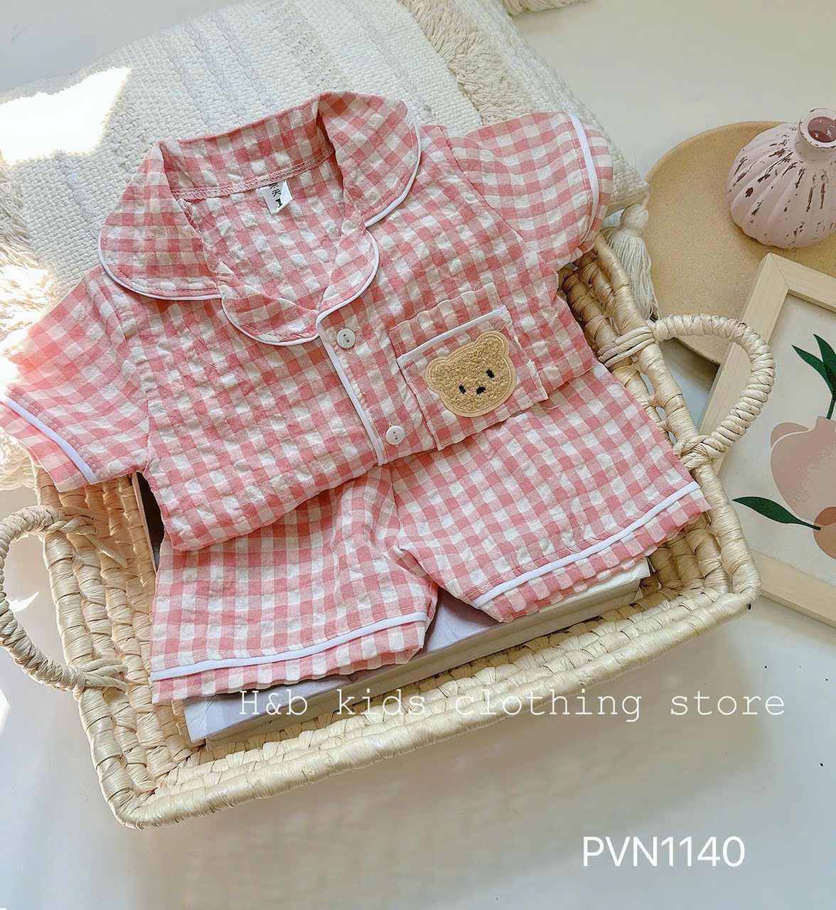 Bộ cộc kẻ Pijama