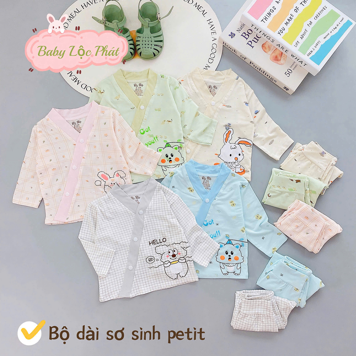 Bộ dài sơ sinh Lộc Phát (chéo)