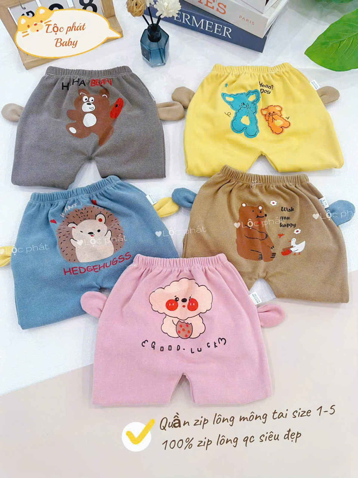 Set 5 Quần zip lông in mông 3 (SALE)