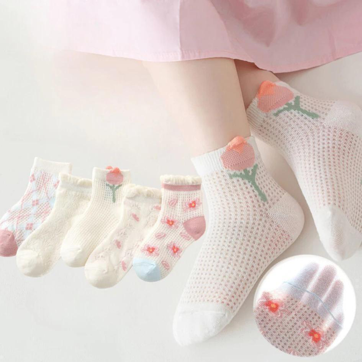 Set 5đ tất lưới bé gái cách điệu