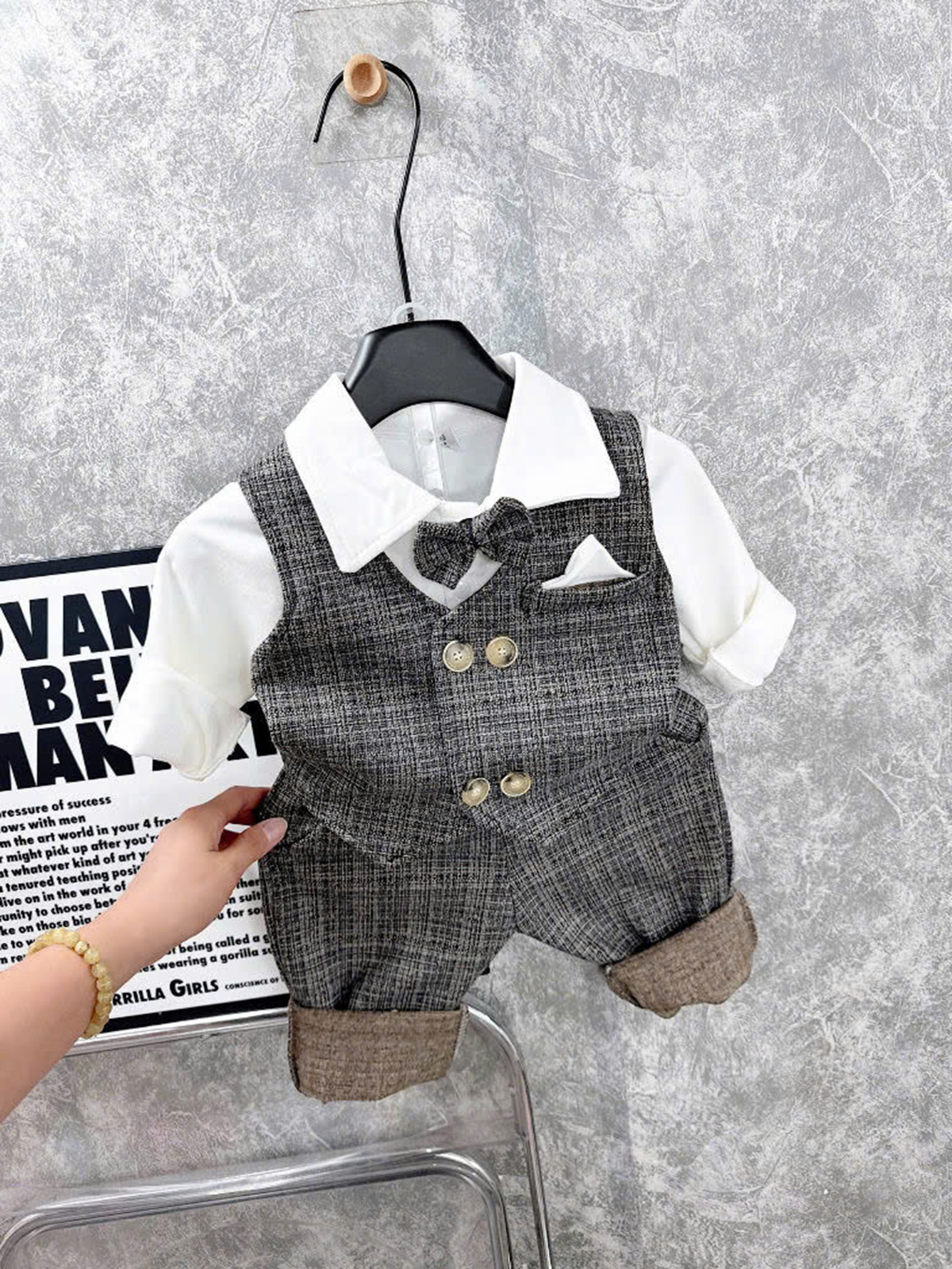 Set công tử bé trai kẻ 2