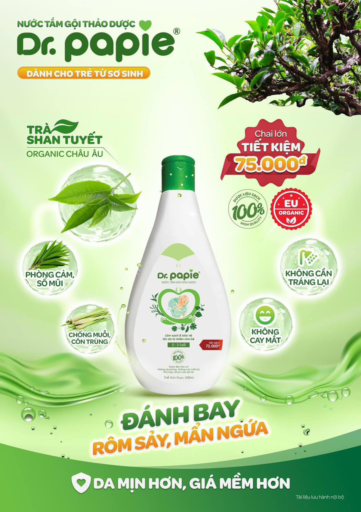 Nước tắm gội Dr Papie 500ml