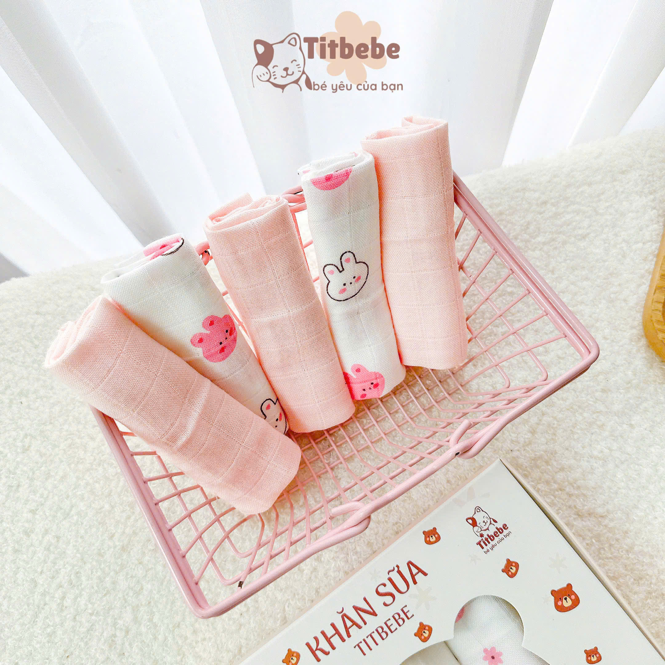 Set 5 khăn sữa sợi tre kháng khuẩn