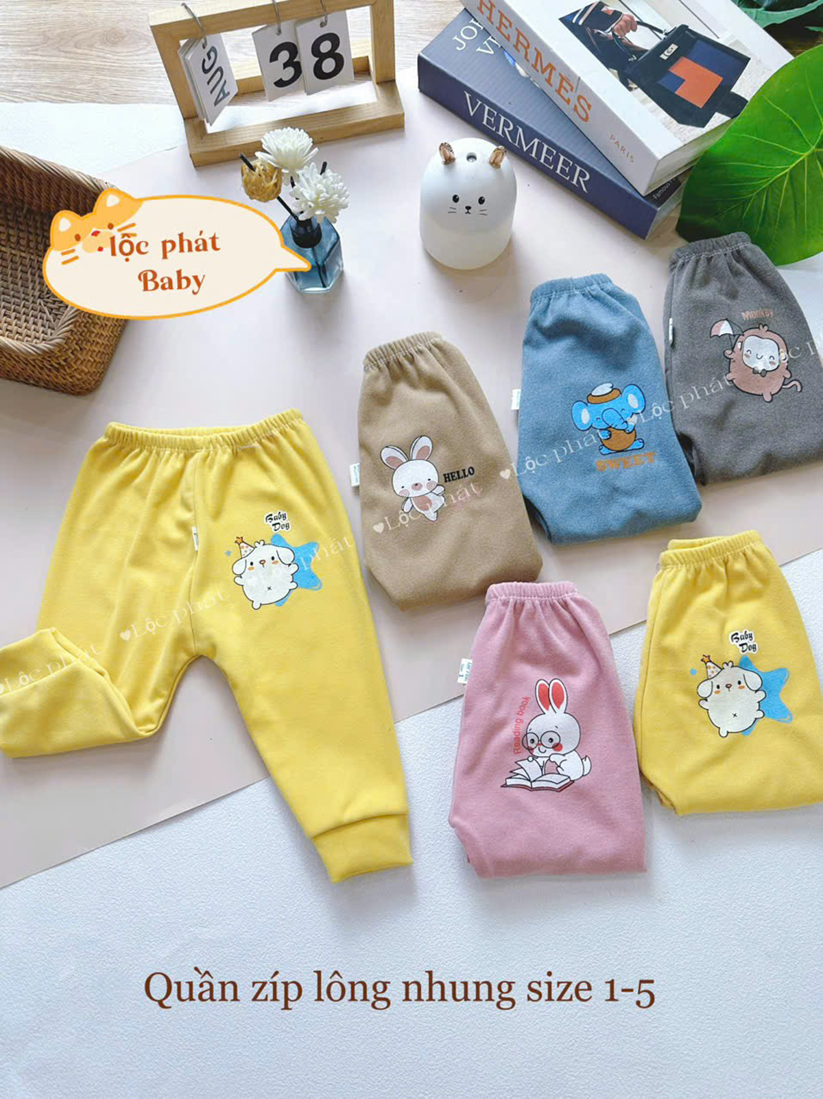 Set 5 Quần zip lông in mông 2 (SALE)