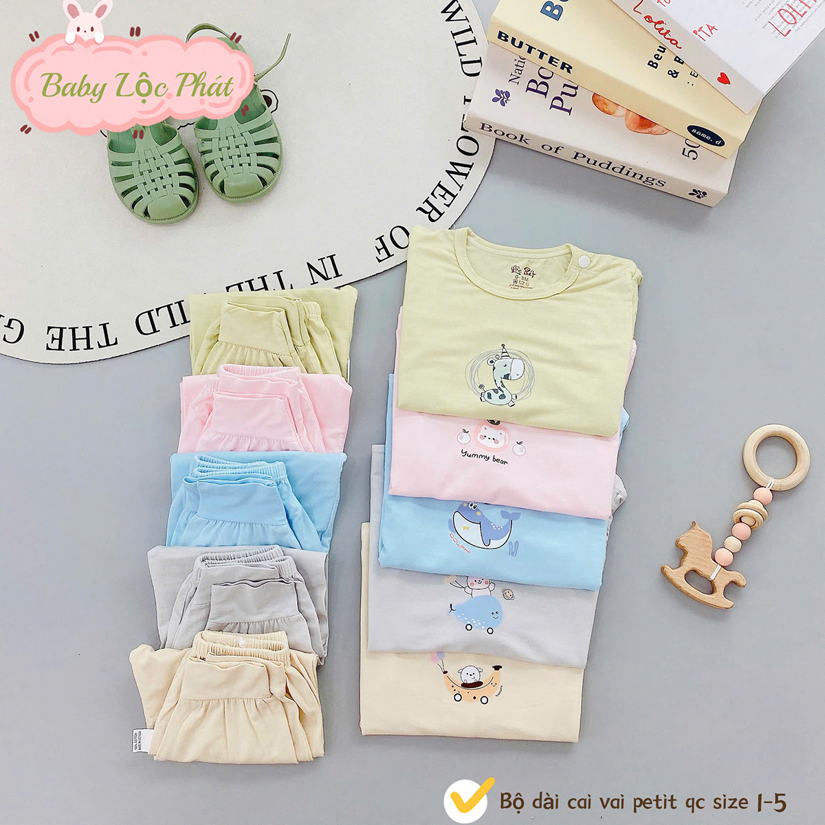 Bộ dài sơ sinh trơn Lộc Phát